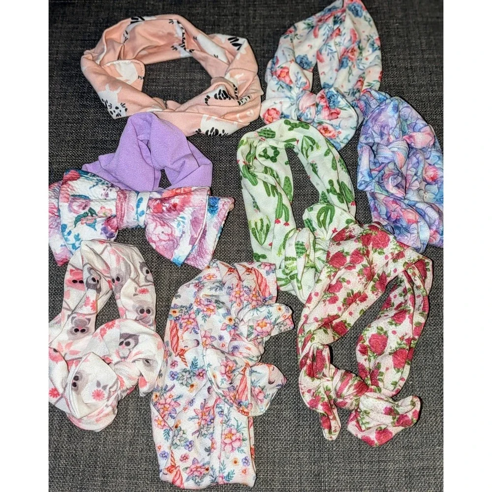 Baby Toddler Headbands Lot of 8 Bows, Knotted, Floral, Cactus, Animal Prints NEW